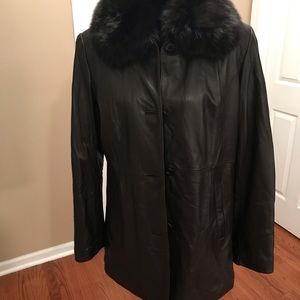 Genuine Leather brown coat Sz M
